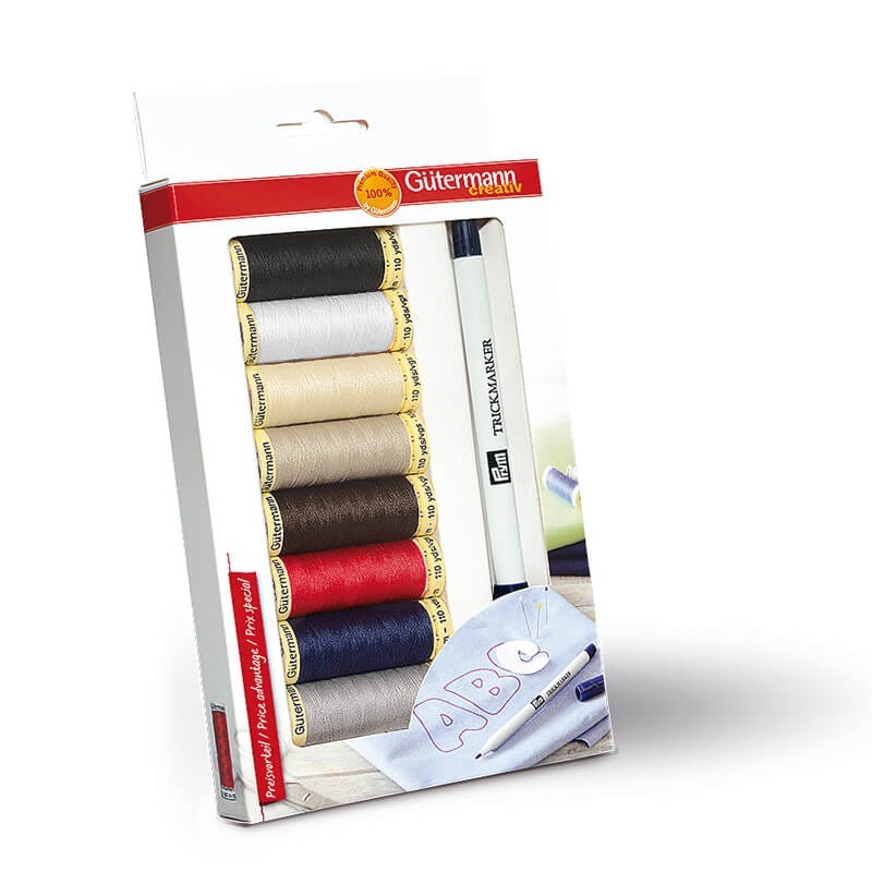 Set de Hilos Coselotodo 100 metros + Marcador Textil Prym - Gutermann Set de Hilos Coselotodo 100 metros + Marcador Textil Prym - Gutermann