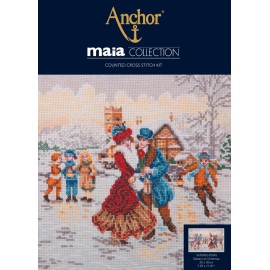 Kit de Bordado - Skaters at Christmas - Anchor Maia Collection
