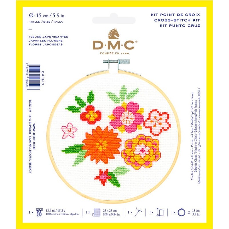 Kit de Point de Croix  - Fleurs Japonisantes - DMC