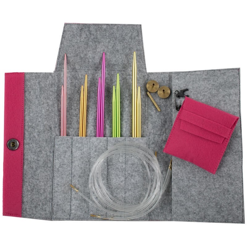 Set de Agujas Circulares Intercambiables Colour con Estuche de Fieltro - Pony Set de Agujas Circulares Intercambiables Colour con Estuche de Fieltro - Pony