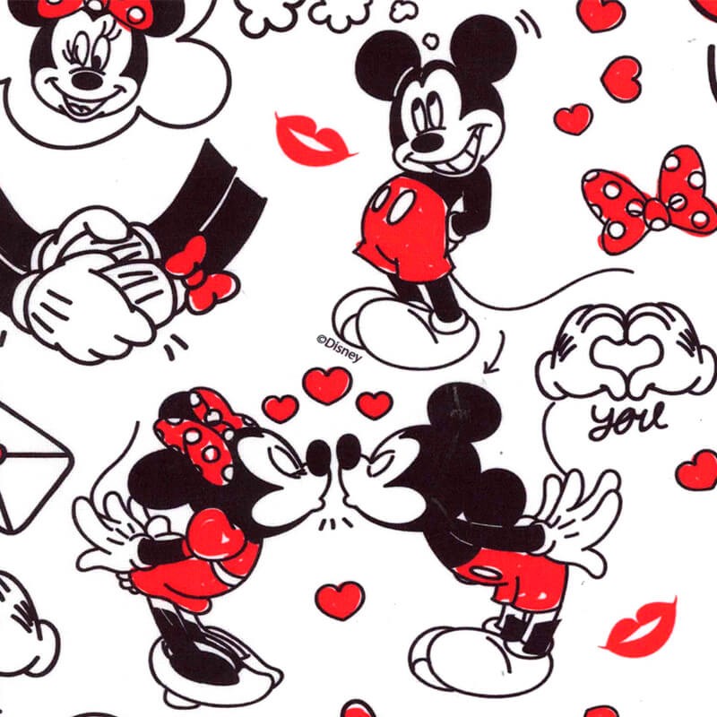 Tissu En Coton Mickey Et Minnie Les Ciseaux Magiques