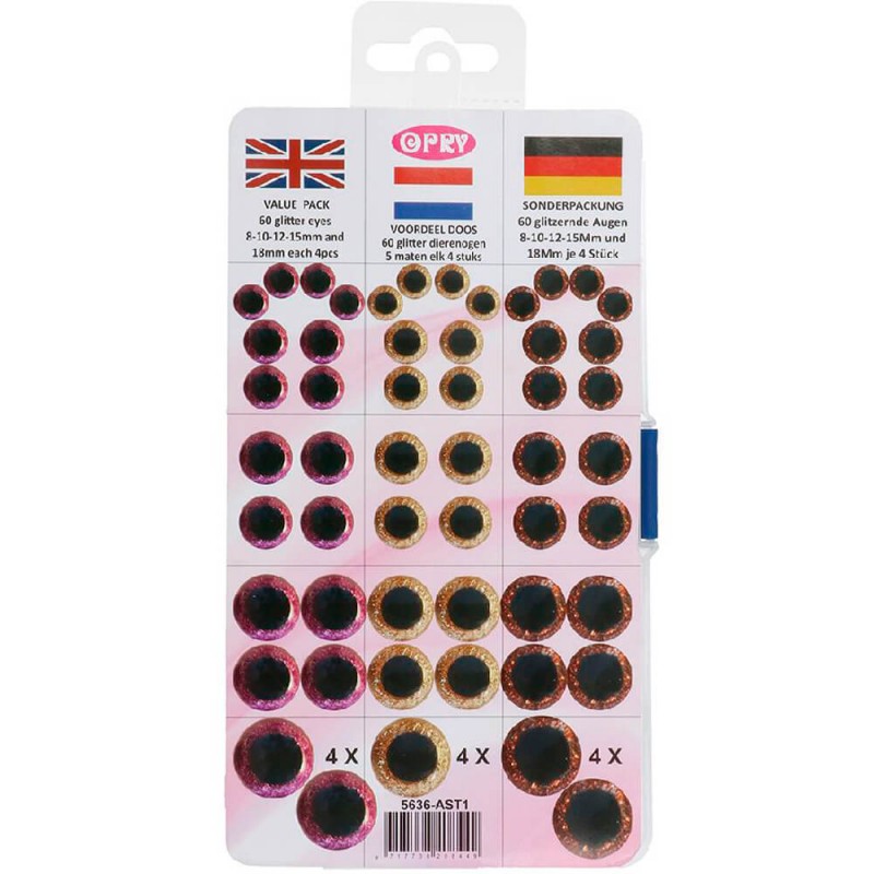 MUCUNNIA Lot de 60 yeux de sécurité en plastique à paillettes pour  Amigurumi - 18 mm - Yeux