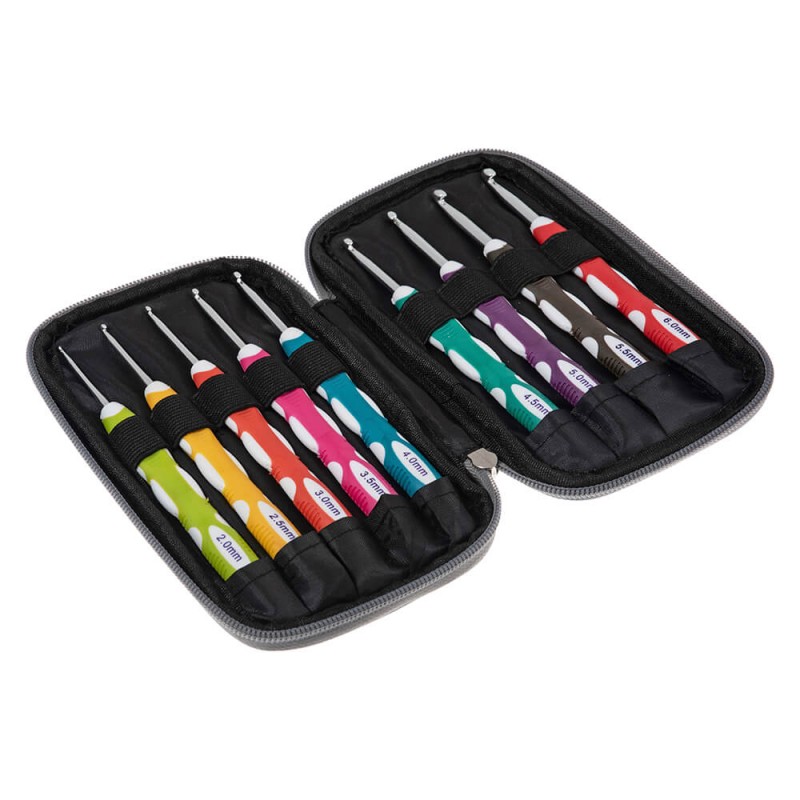 Circulo Silicone Handle Crochet Hook Set with Green Case